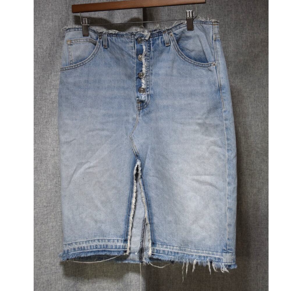 Hudson Jeans Sloane High-Rise Button Front Denim Skirt Size 29